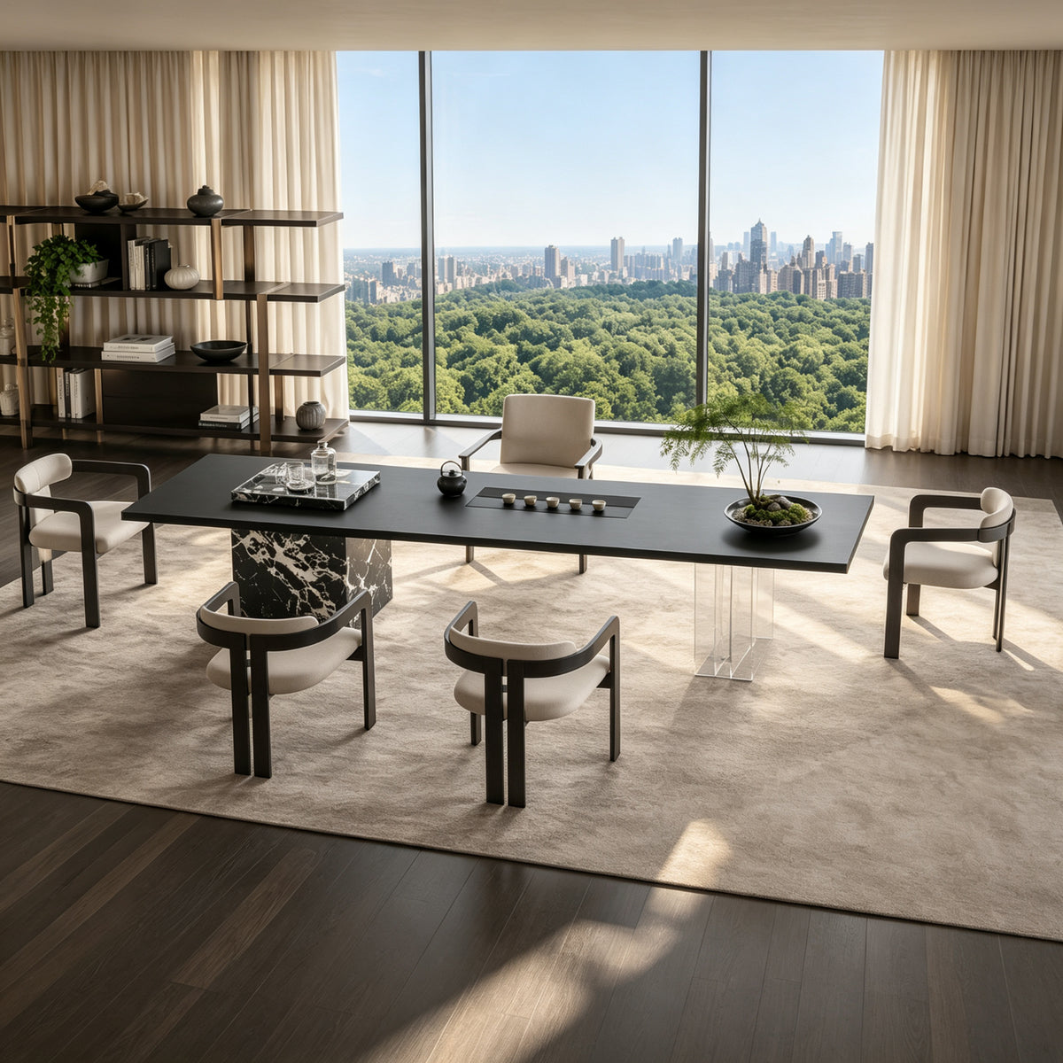 Executive Desk with Stone Top & Tea Tray — Y02-B70-991