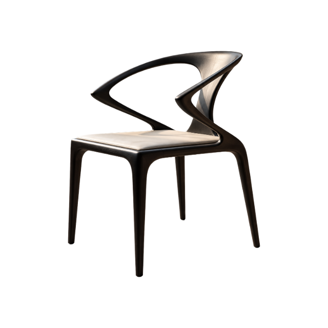 Modern Hollow‑Back Dining Chair Solid White Ash Wood Super‑fiber Leather Upholstered Side Chair J221‑I16‑Y200