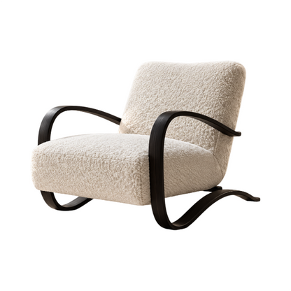 Bent Ash Wood Rocking Accent Chair Teddy Fabric Upholstered Lounge Chair I15‑HG‑543