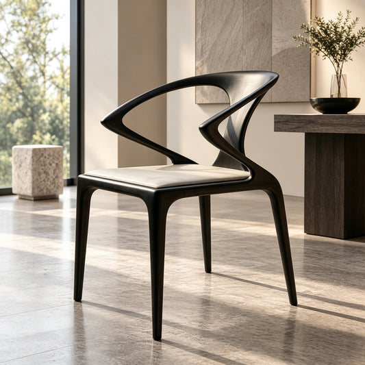 Modern Hollow‑Back Dining Chair Solid White Ash Wood Super‑fiber Leather Upholstered Side Chair J221‑I16‑Y200