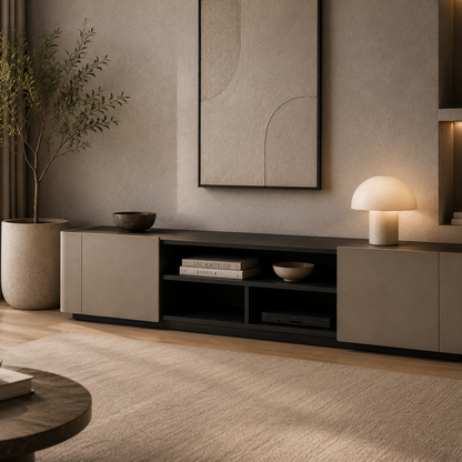 Low Storage Cabinet / Low Sideboard – Gray Lacquer