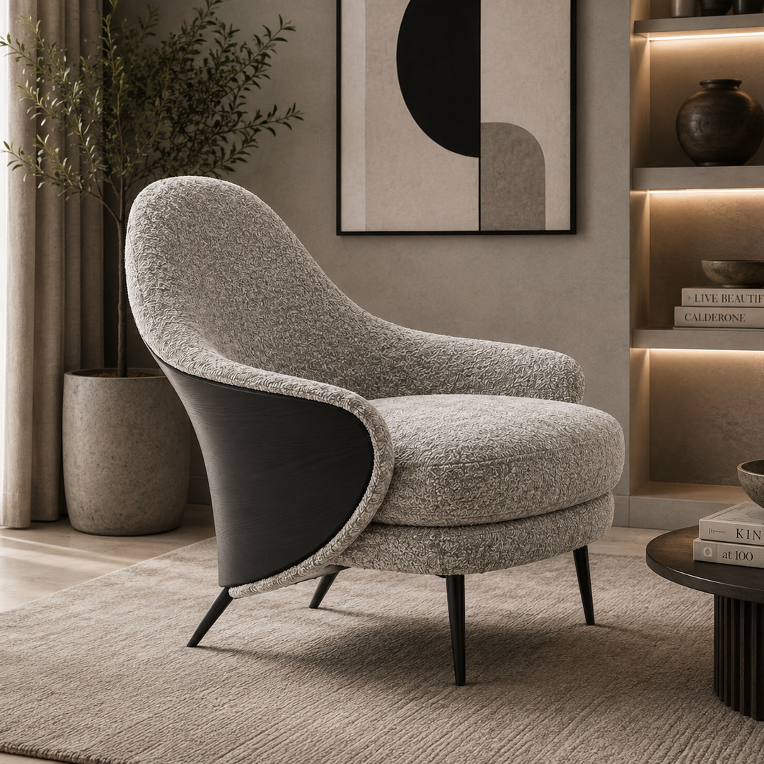 Upholstered Lounge Chair with Double Back