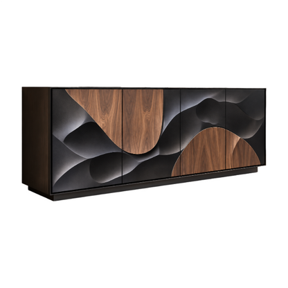 Modern 3D Relief Sideboard Buffet Cabinet Ash Wood Veneer Storage Credenza H14‑MK07