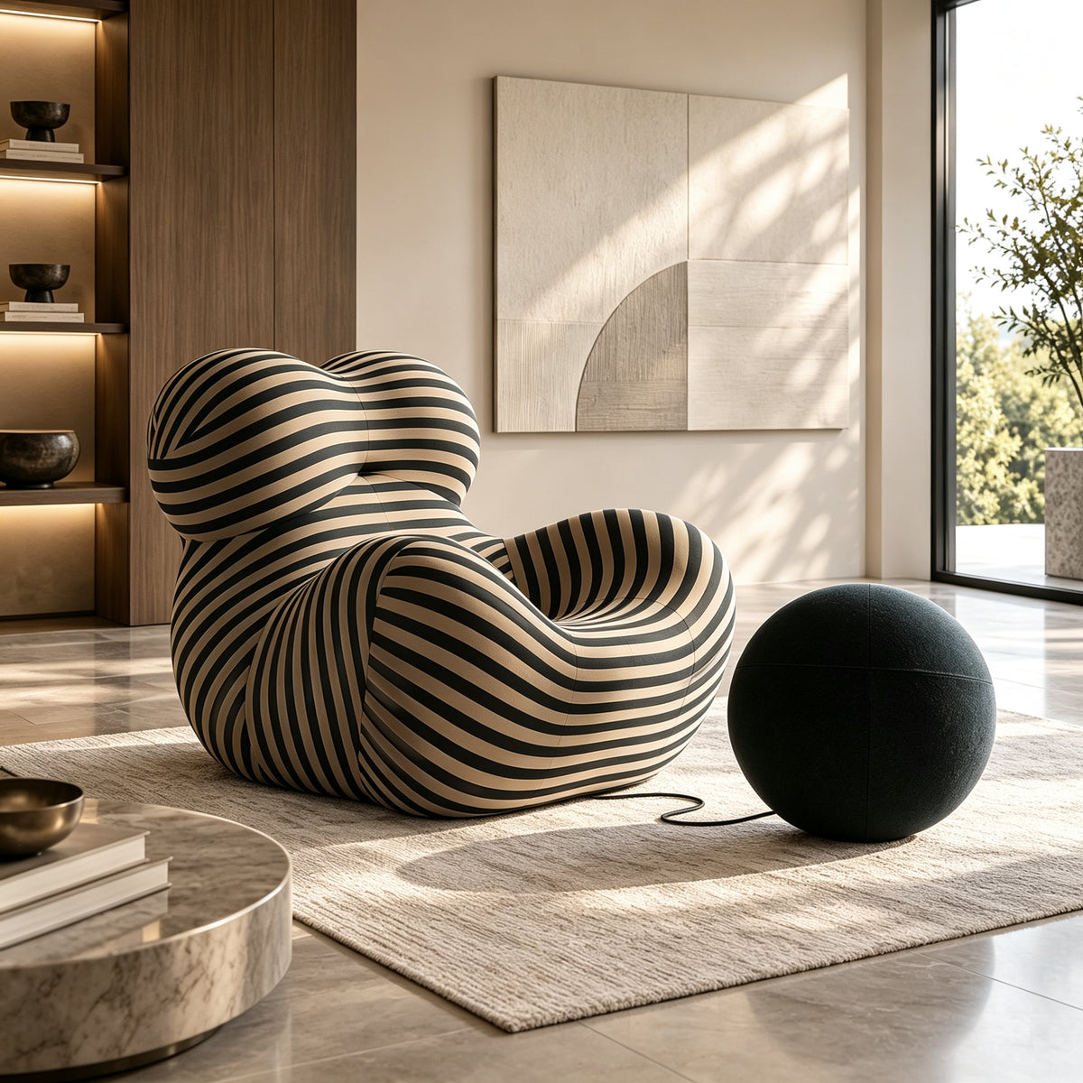 Modern Sculptural Accent Chair Full Shaping Foam Lazy Lounge Armchair Medium Size I20‑11236
