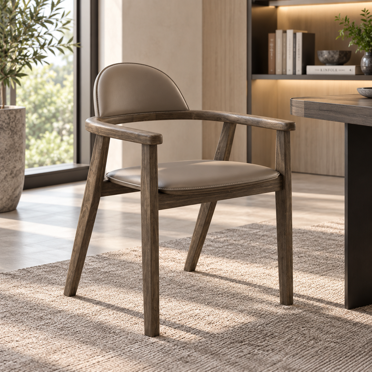 Upholstered Office Chair / Wood Frame Chair — B84-1068-B#