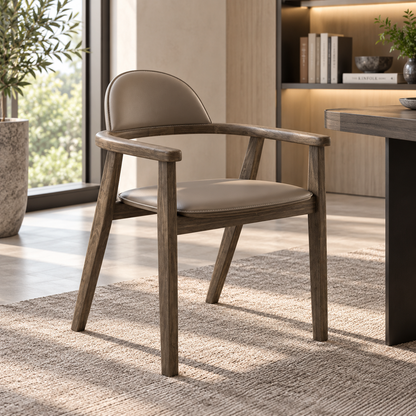 Upholstered Office Chair / Wood Frame Chair — B84-1068-B#