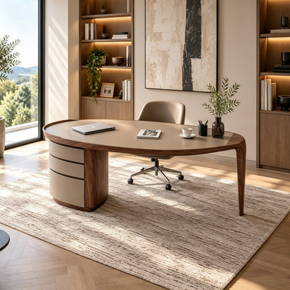 Executive Desk / Leather Office Desk — B84-602#